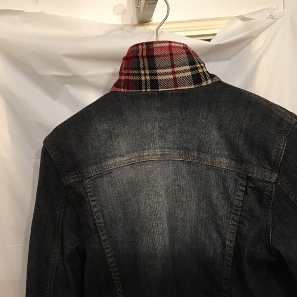 Coldwater Creek Denim Jean Jacket Women’s Size Small Plaid Flannel Accents - Picture 10 of 12